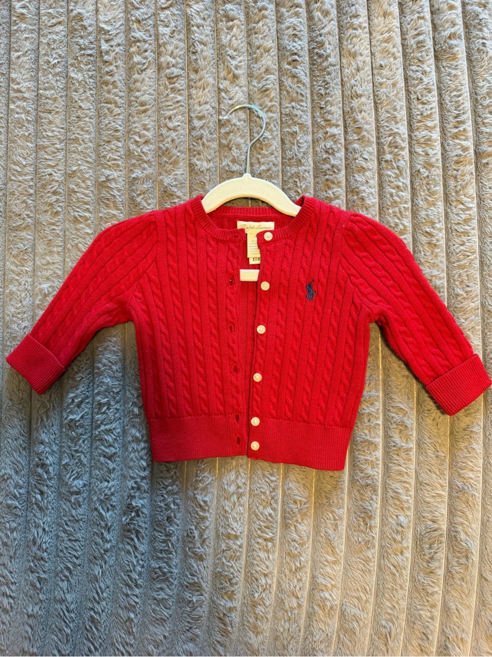 Polo by Ralph Lauren Red Cable-Knit Cardigan Sweater